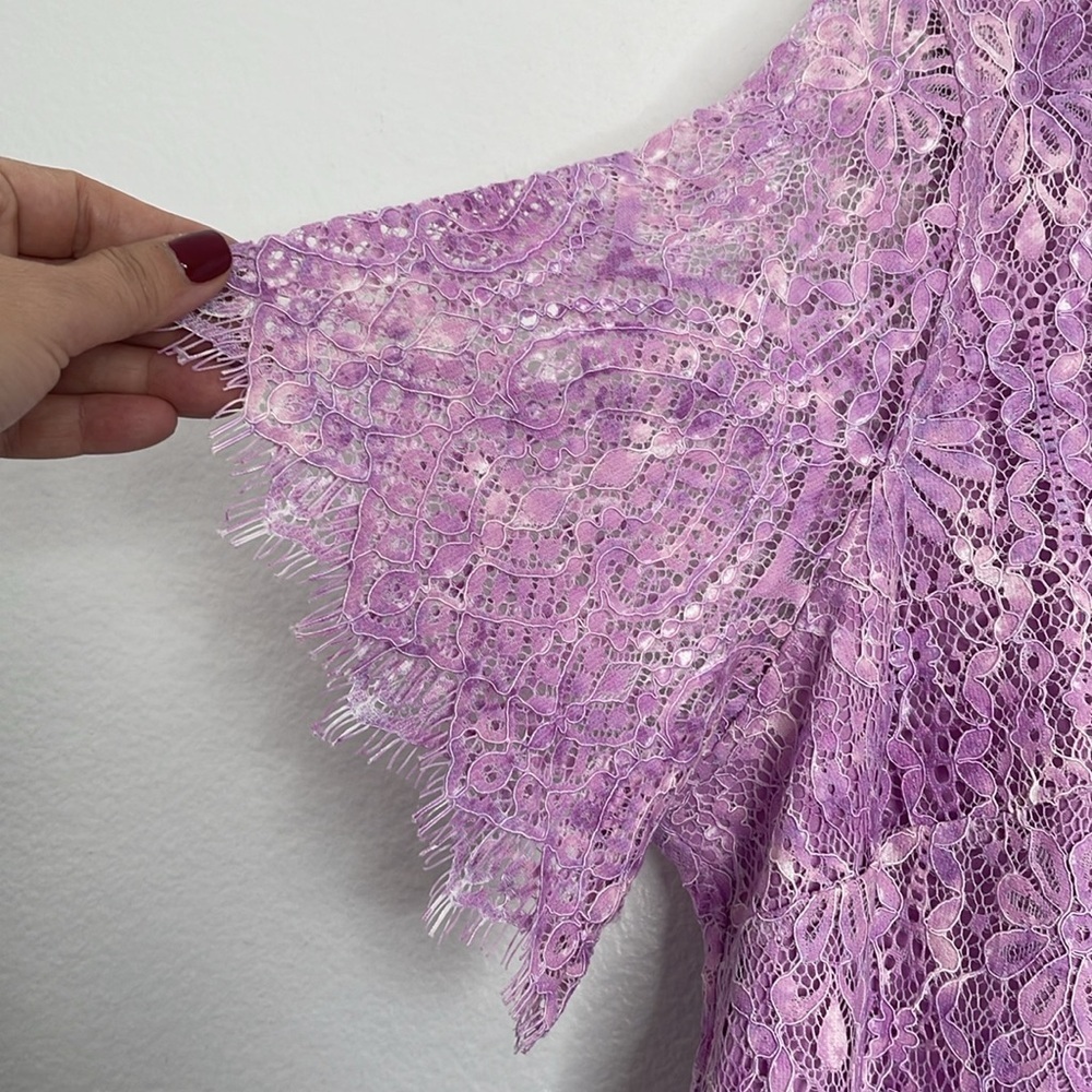 Isaac Mizrahi Live! Pink V Neck Short Sleeve Lace Stretch Top Blouse Size 3X 3XL - Picture 2 of 6